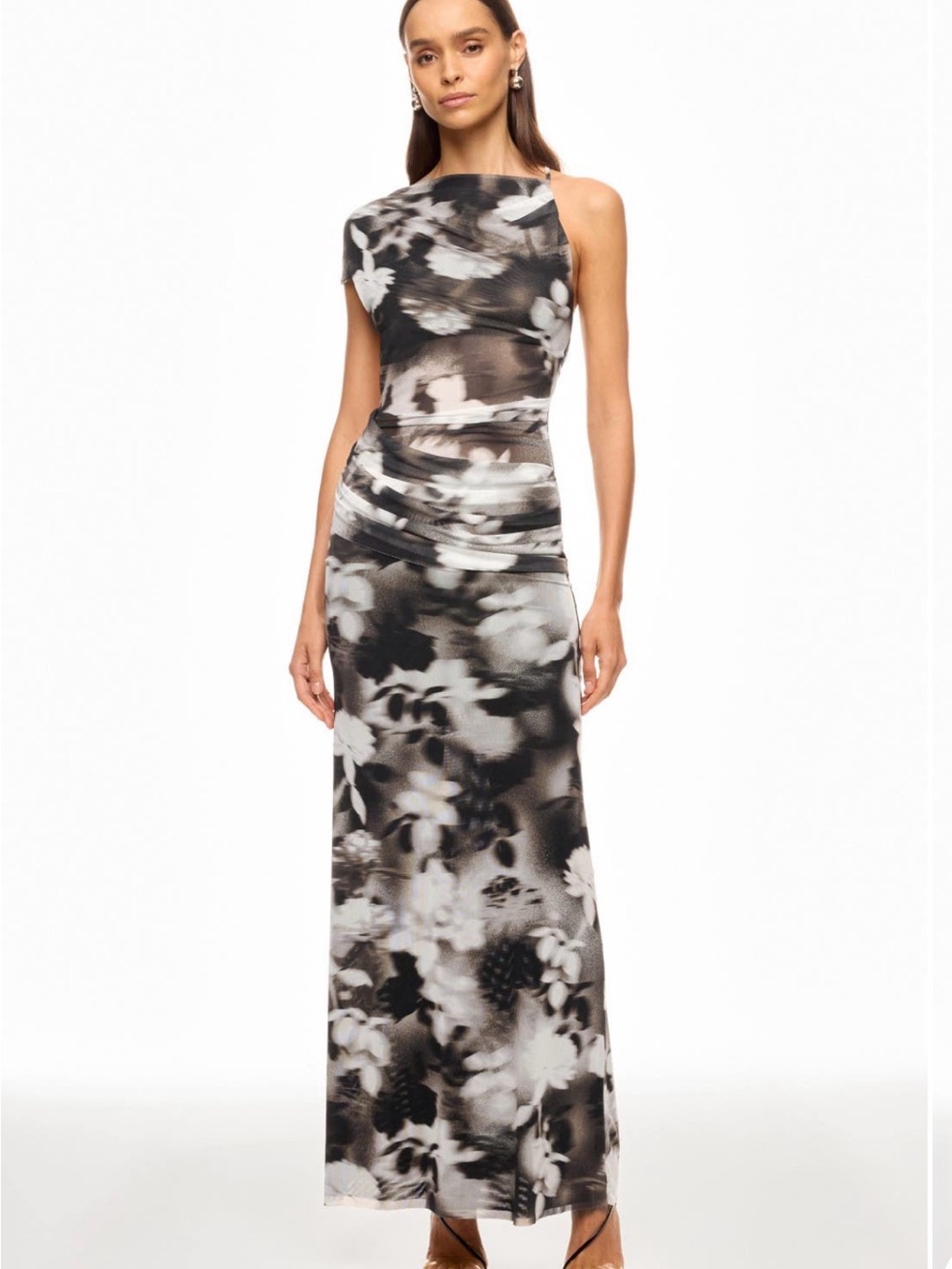 BEC + BRIDGE Black & White Floral One-Shoulder Maxi Dress